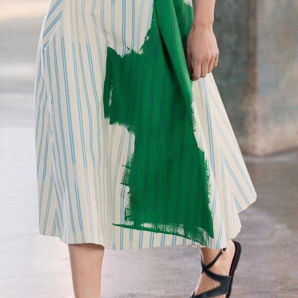 ZARA NEW WOMAN MID-RISE MIDI STRIPED PRINT SKIRT - Picture 3 of 6